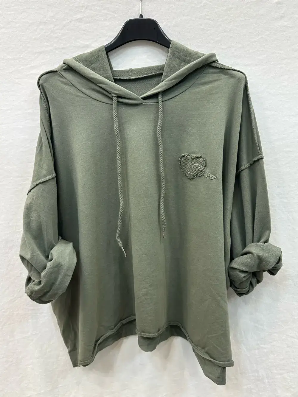 Mimi & Gogo – Großhandel Sweatshirt – Damen – Besticktes Patchwork-Sweatshirt Love, Einheitsgröße1