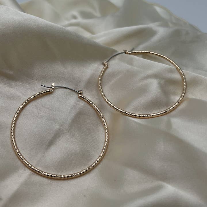 Howard's - Wholesale Hoop Earrings - Large Textured Hoop Earrings