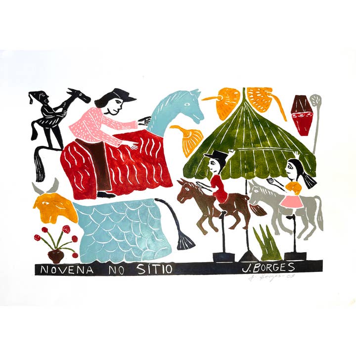 Lg. Borges Holzschnitt, "Novena No Sitio" Nr. 98, Brasilien für den Großhandel von Tesoros Trading Company