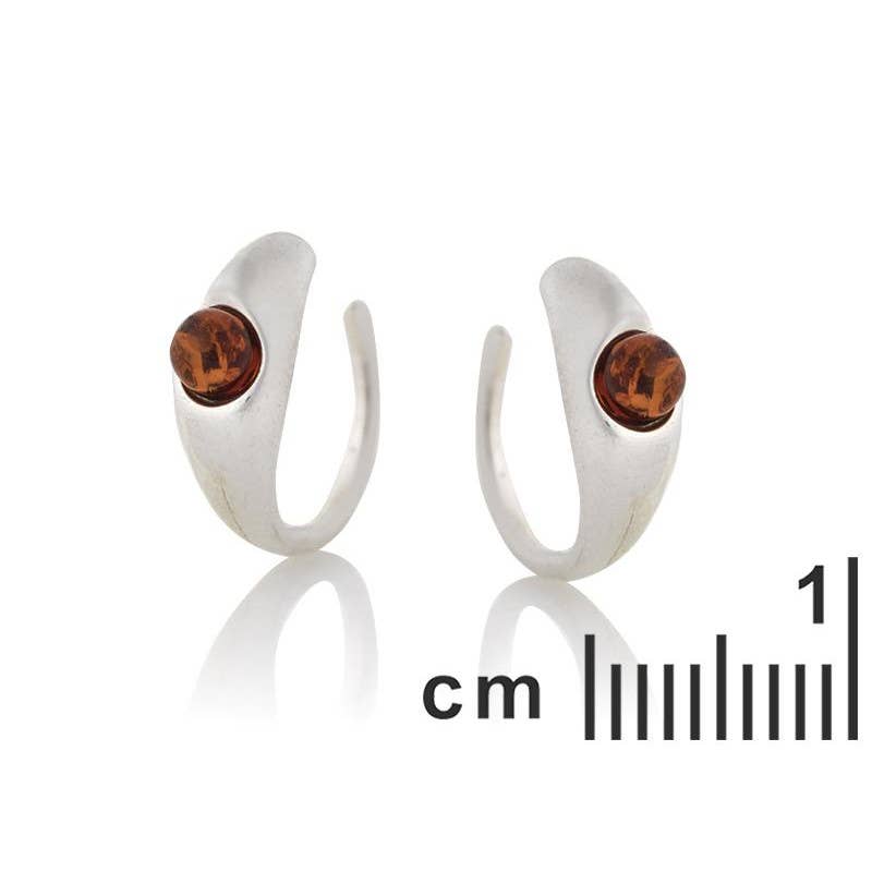 Cognac Øreringe med naturlig cognac rav, sterlingsølv for engroshandel på Faire1