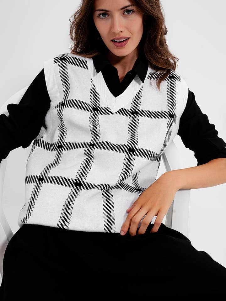 Gilet in maglia con grandi trafilature per la vendita all'ingrosso da parte di Q2—All Orders:Free Duties for the US,UK,and Canada