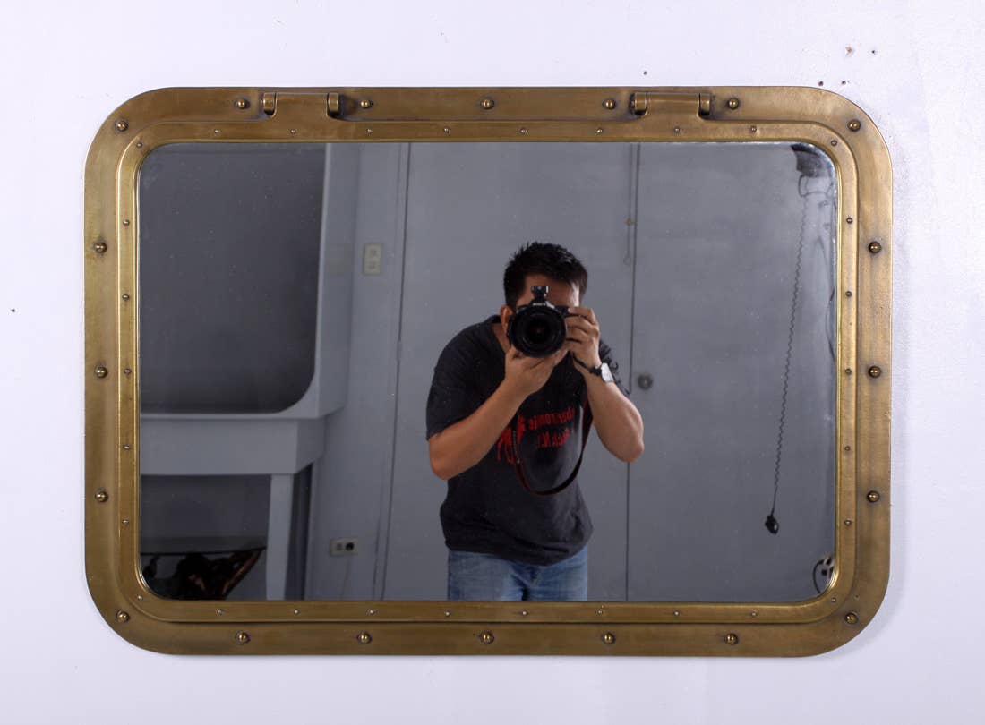 Nautical Tropical Imports - Wholesale Wall Mirror - 34"x24" Rectangular Porthole Mirror Antique Brass Finish 7