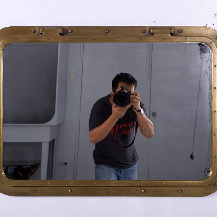 Nautical Tropical Imports - Wholesale Wall Mirror - 34"x24" Rectangular Porthole Mirror Antique Brass Finish 7