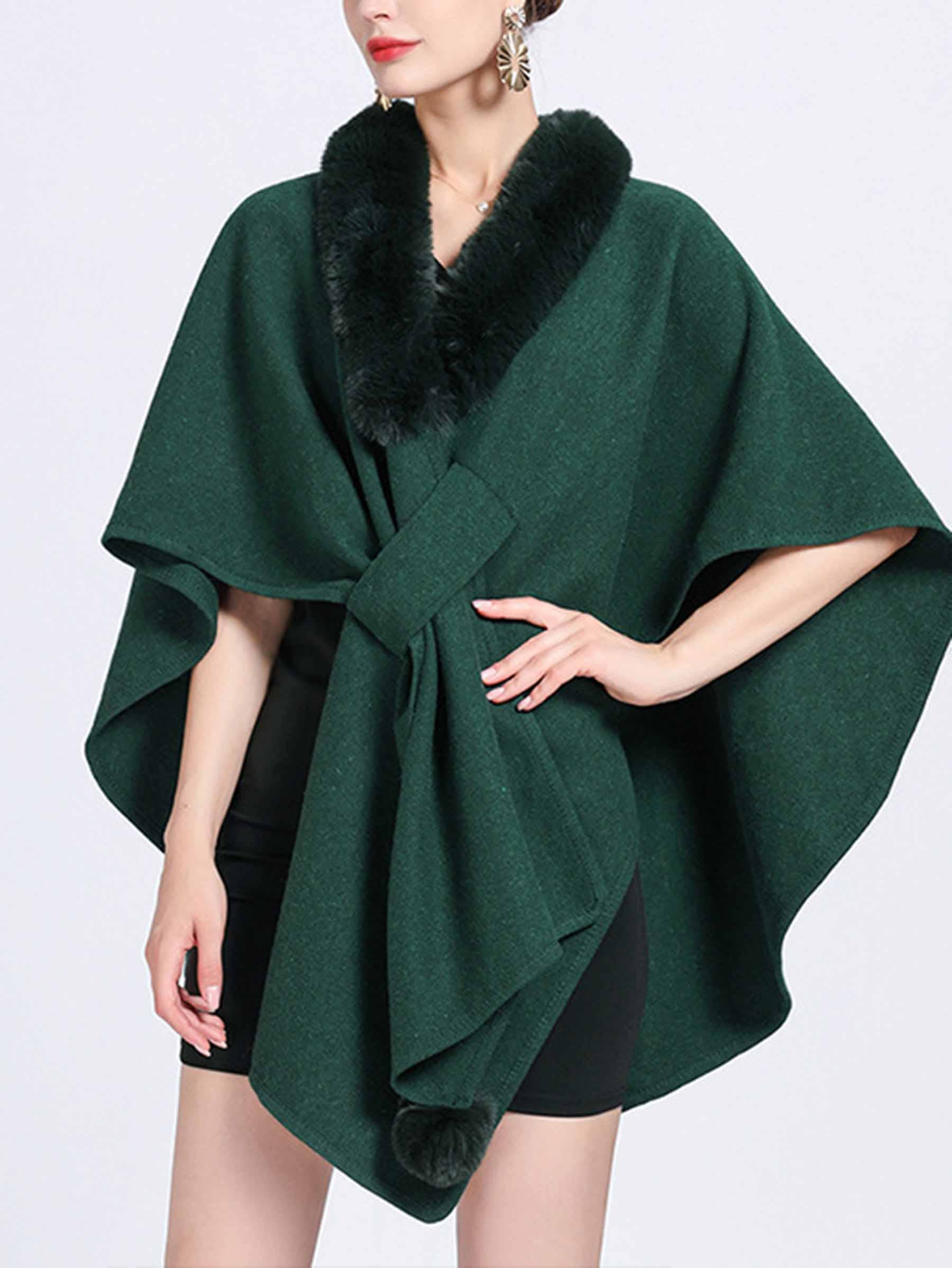 Wholesalesir - Wholesale Wrap - Women's - Hairy Collar Cloak Shawl3