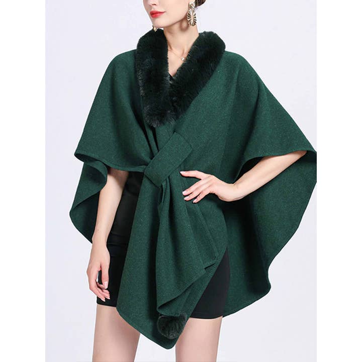 Wholesalesir - Wholesale Wrap - Women's - Hairy Collar Cloak Shawl3