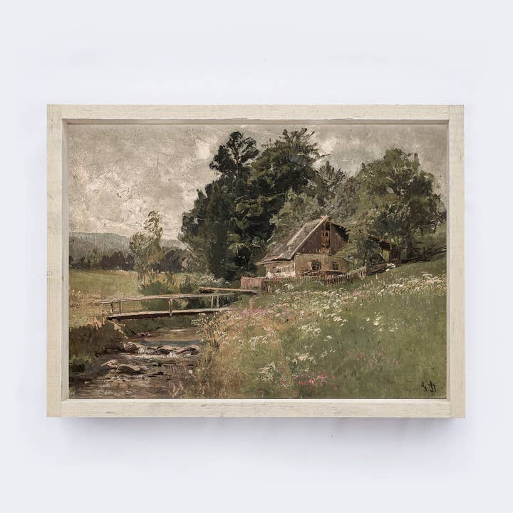 Impression vintage encadrée | Peinture de paysage vintage A77 pour la vente par Hoekstra Decor