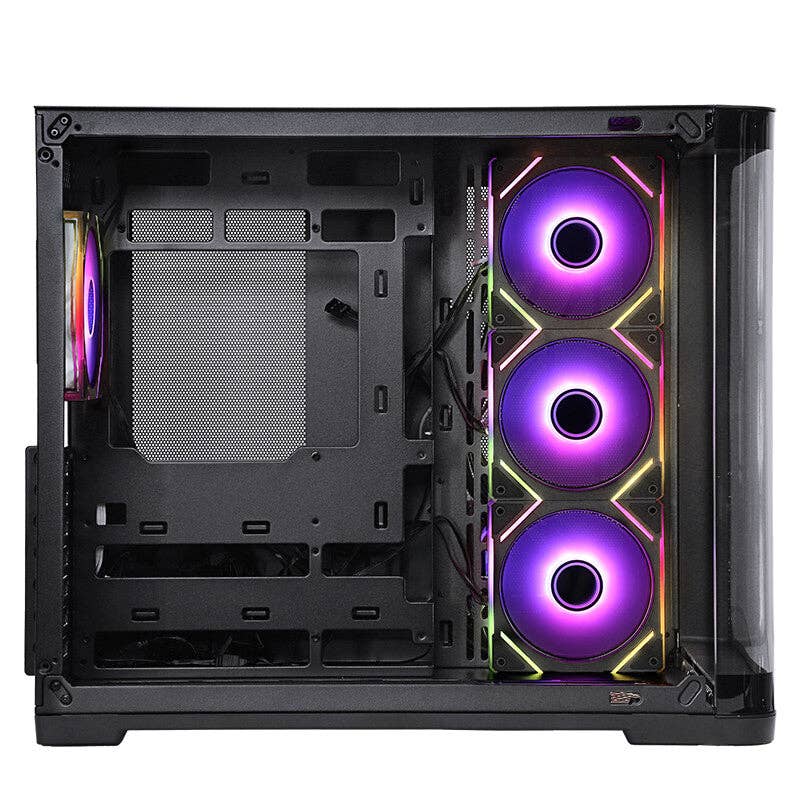 ITEK - Venta al por mayor Organizadores de escritorio - Caja DARK CAVE CURVED - Torre Gaming- ATX- 4x12cm ventilador ARGB- 2xUSB3- Tipo-C- Panel Lateral y Frontal de Vidrio Templado Curvado1
