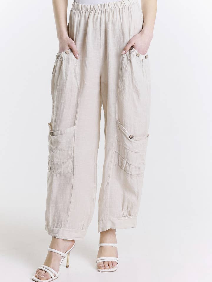 Mary Dubbelficka Linnebyxa (PL171) för wholesale av TINA Stephens Italy/Tees By Tina