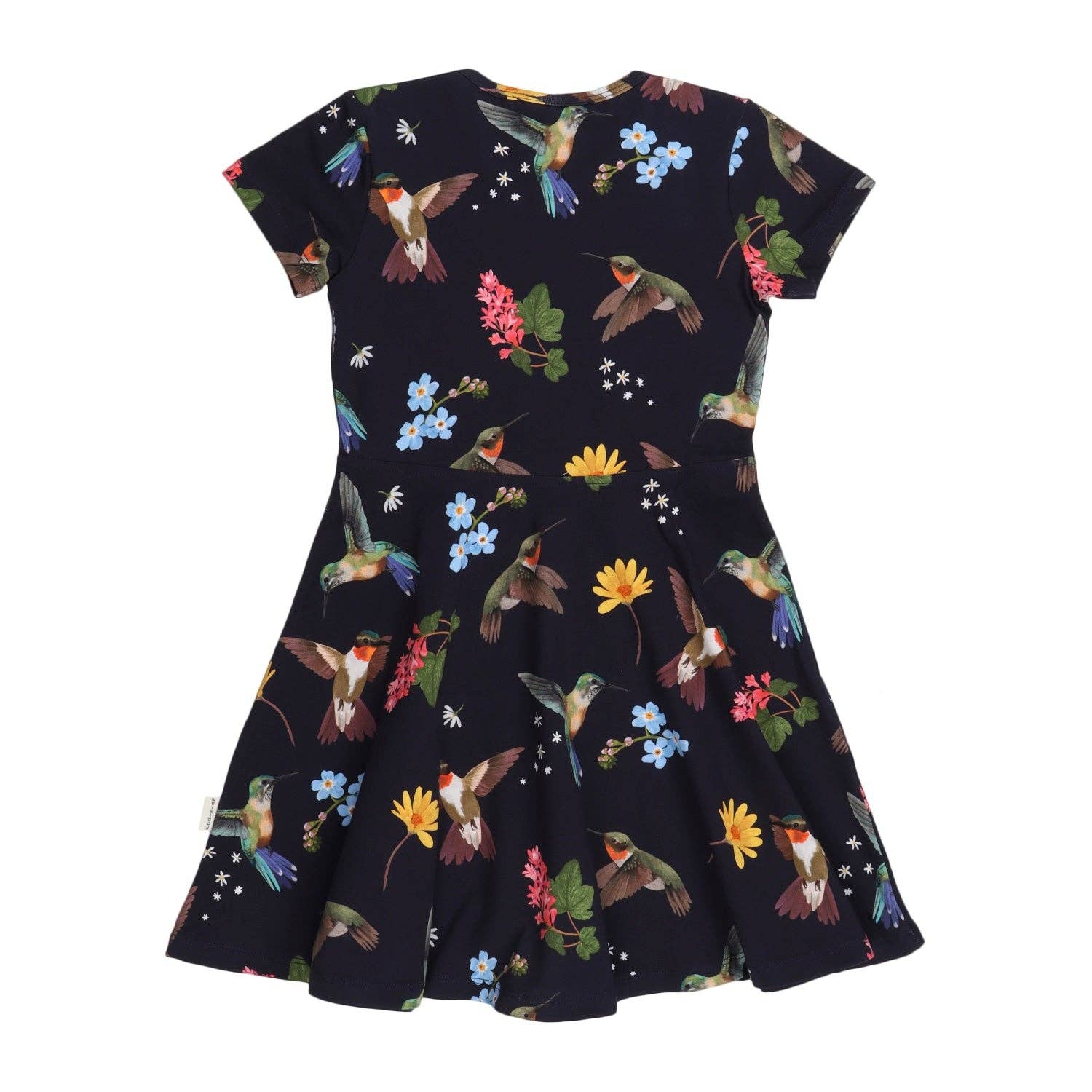 walkiddy - Wholesale Dress - Kids - Hummingbirds Around Flowers-Flared Dress2