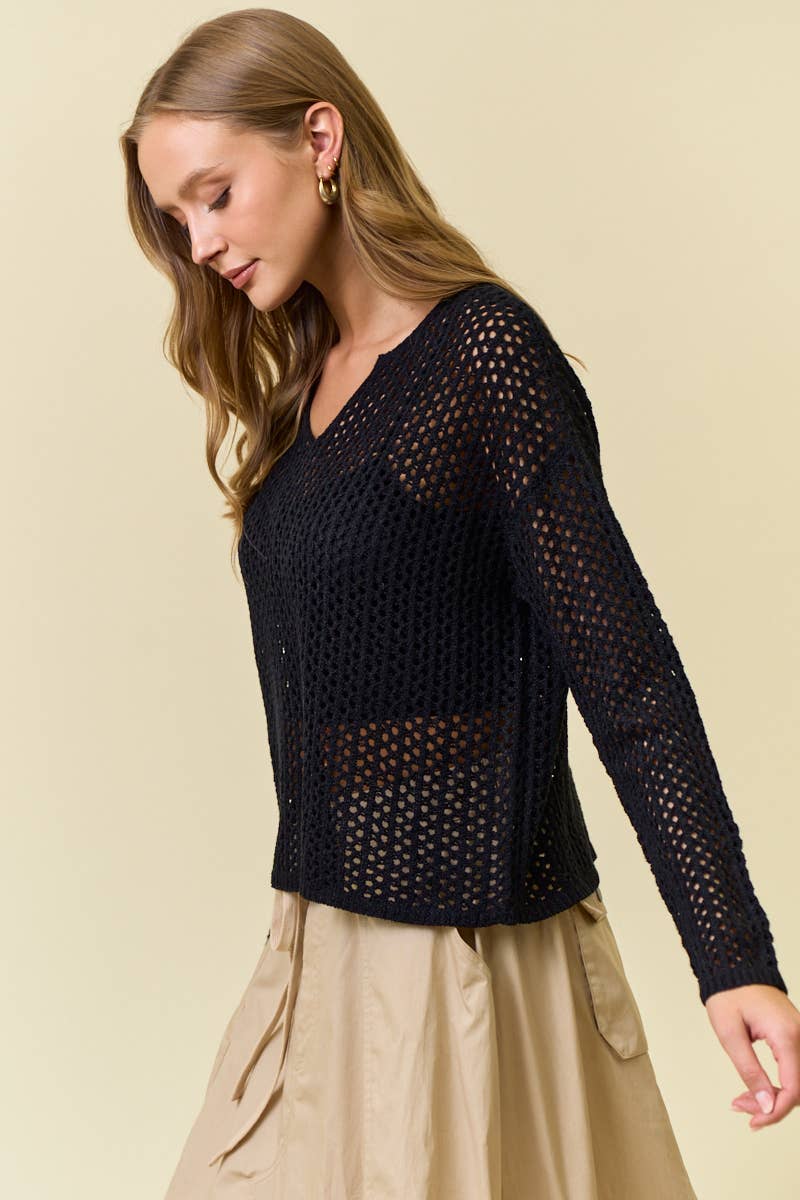 Doe and Rae – Großhandel Strickpullover – Damen – Langärmliges Strickoberteil mit V-Ausschnitt - 45264T7