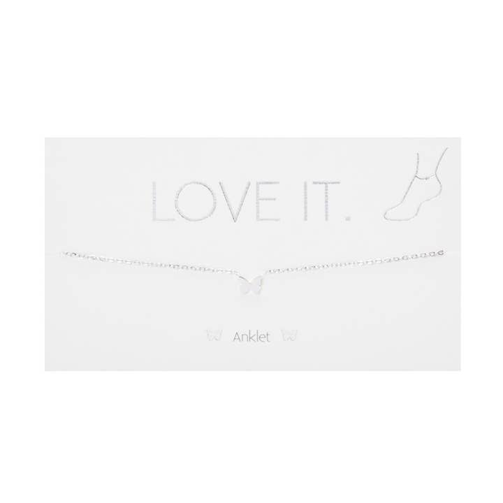 Ankelkæde-Elsker det.-Sølv Pl.-Sommerfugl for engroshandel hos Crystals by HCA Jewellery