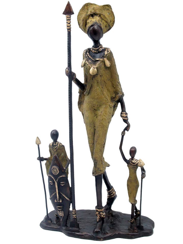 Massai-Familie 50 cm grün Nr. 2 für den Großhandel von Lafi Bala