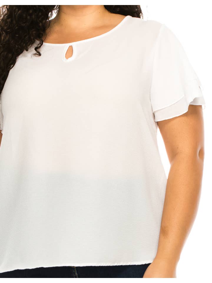 MOA COLLECTION - Wholesale Blouse - Women's - Women's Plus Size Short Sleeve Round Neck Blouse Top28