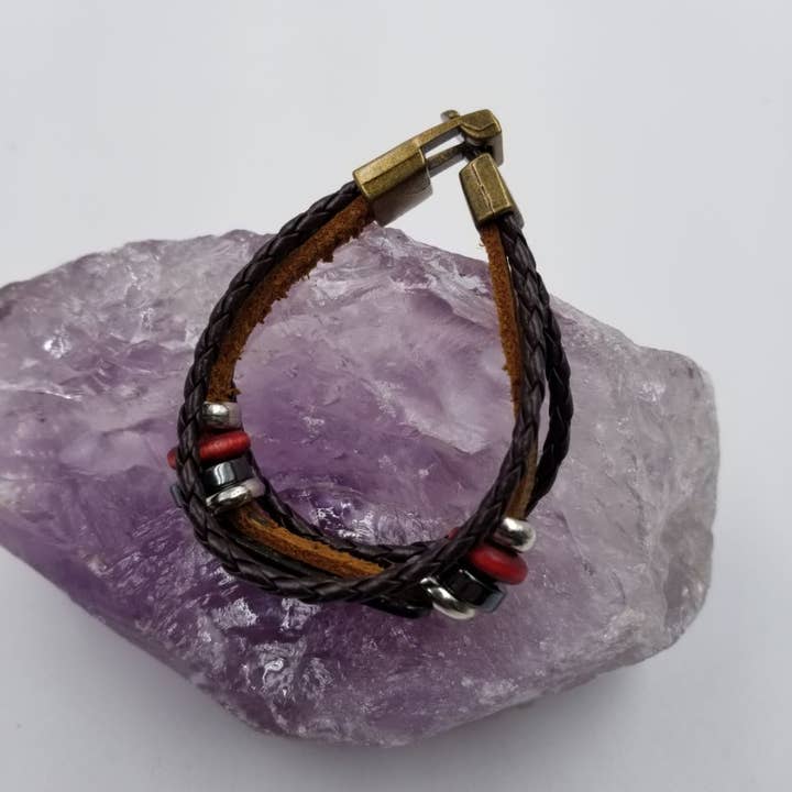 magnolia jewelry - Wholesale Bangle Bracelet - Vintage Woven Leather Arrow and Heart Love Bracelet2