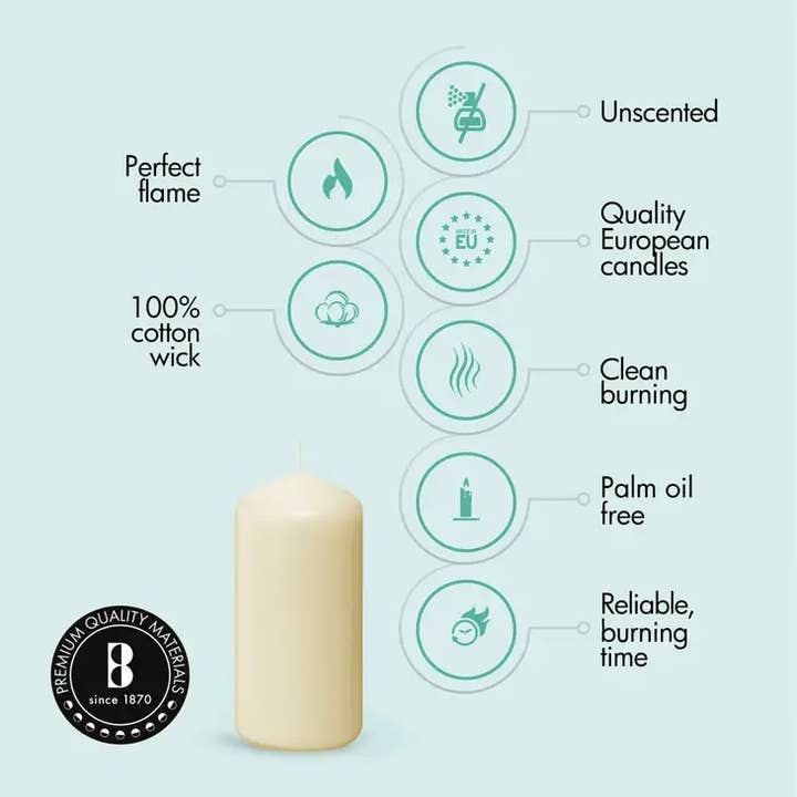 BOLSIUS - Wholesale Pillar Candle - 2.25 X 4.75" Unscented Pillar Candles Long Burning - Ivory2