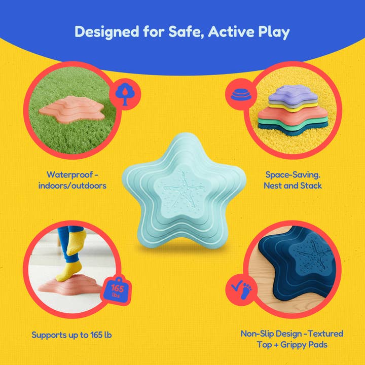 Kook - Wholesale Toy Set - Kids - Kinderific Star Shaped Stepping Stones, 6 Piece Set, Multi3