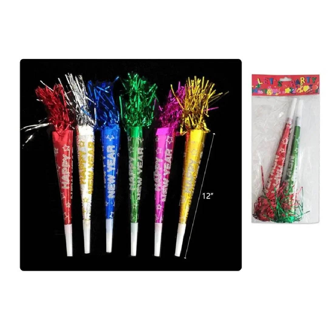 Party Expo, LLC - Wholesale Party Favor - Happy New Year Paper Horns - Assorted Colors0