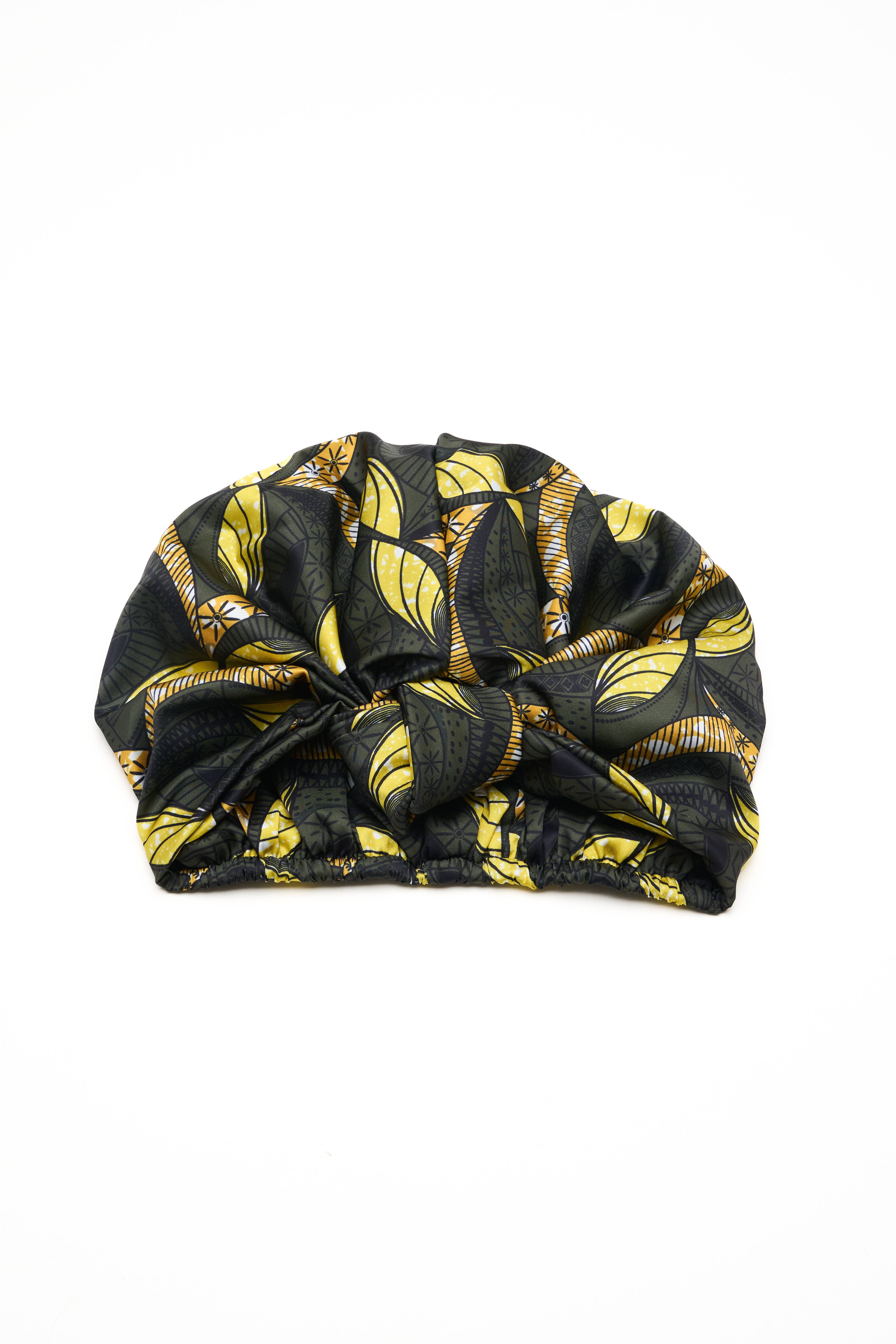 Grace Eleyae Inc. - Wholesale Turban - Women's - Satin Volume Knot Turban- Lime Abstract Leaf