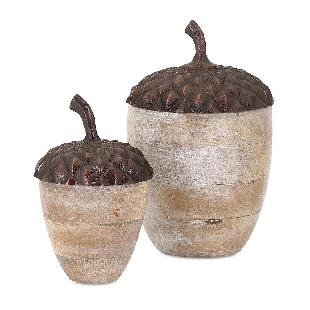 A&B Home Group Inc. - Wholesale Decorative Tabletop Object - S/2 Aluminium And Wood Acorns0