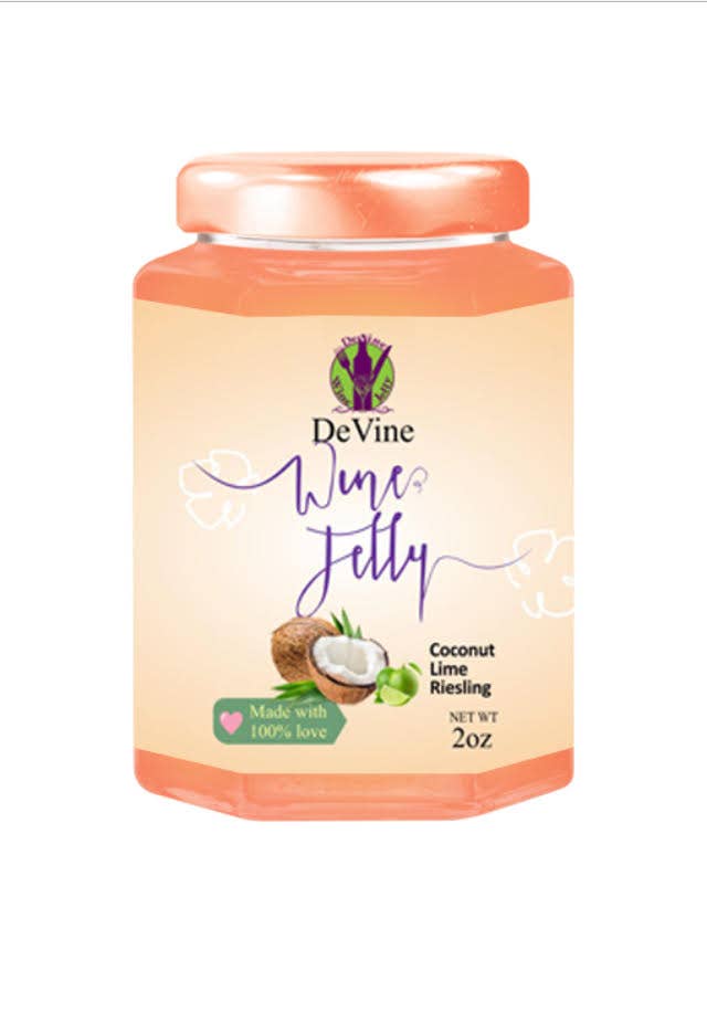 Coconut Lime Riesling for wholesale by DeVine Wine Jelly