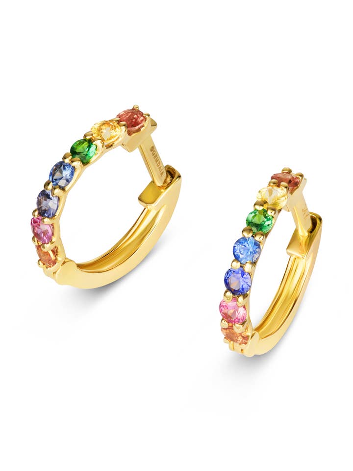 Skinny Rainbow Sapphire Earrings for wholesale by Gemdaia Jewellery