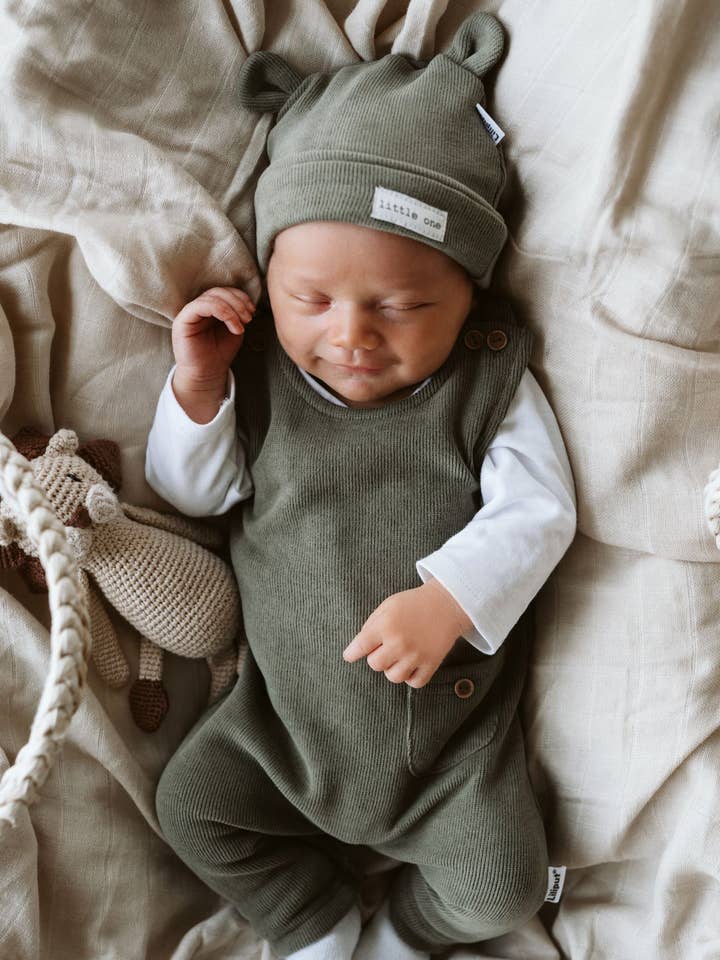 Rib-knit set in olive, 5-piece for wholesale by Liliput