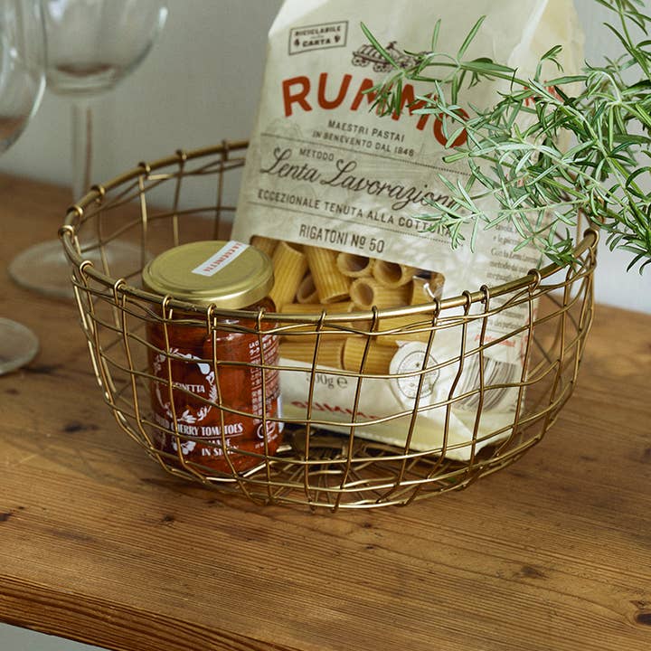 Fog Linen Work - Vente Paniers - Panier en fil rond peu profond (M)0