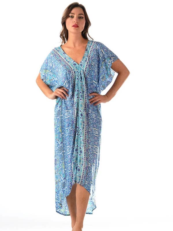 Santorini Kaftan//Azul-Violeta por atacado de Walker&Wade