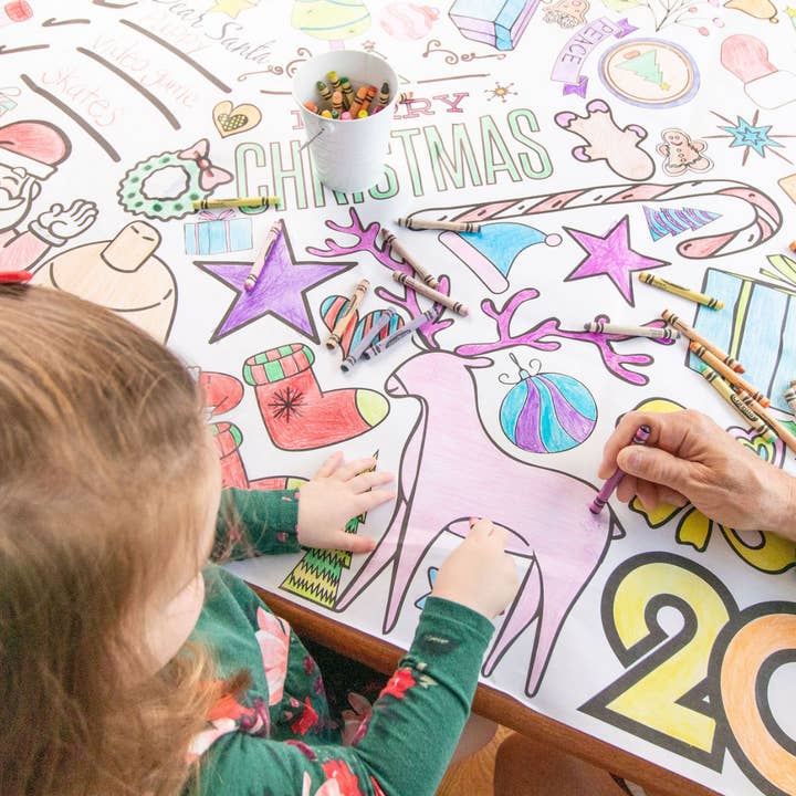 Creative Crayons Workshop – Großhandel Tischdecke zum Ausmalen – Kind & Baby – Tischdecke zum Ausmalen von Weihnachten | Familienaktivität zu Weihnachten