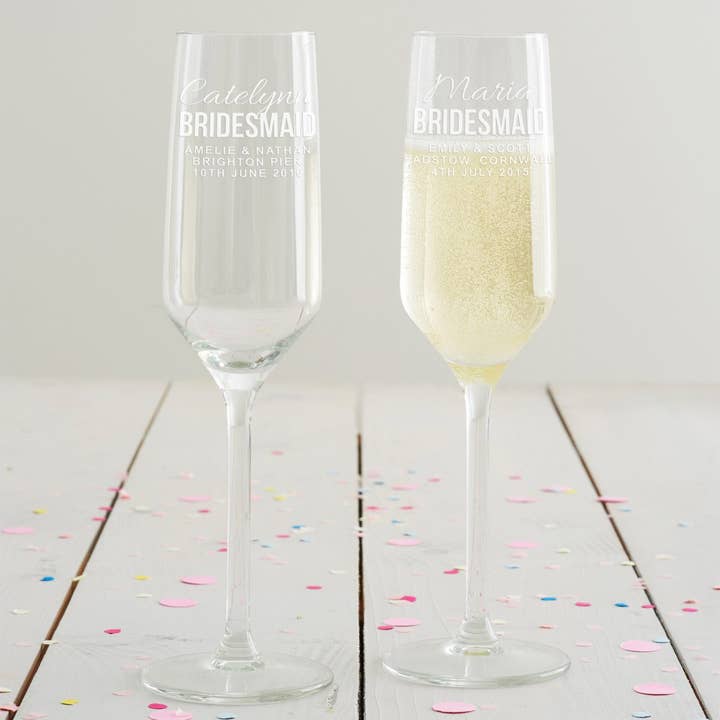 Gepersonaliseerd bruidsmeisjesglas - champagne voor wholesale door Becky Broome