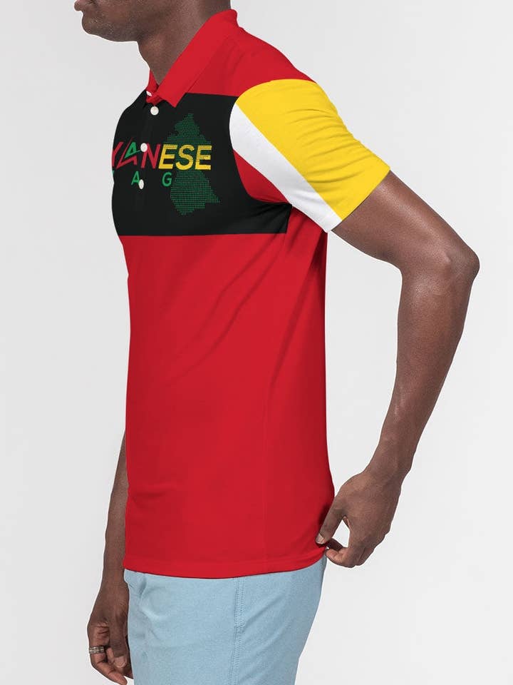 Red Guyanese Swag™ Kurzarm-Polo für Herren, schmal geschnitten für den Großhandel von Guyanese Swag