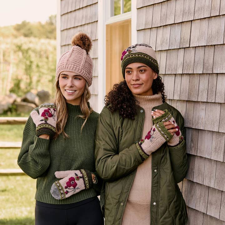 Färgblock Mörk Skog Stickade Vantar för wholesale av By Many Hands