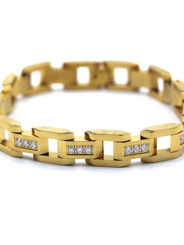 Fancy Men's Stainless Steel Bracelet Fashion Wrist Band CZ ( for wholesale by Sun Imperial