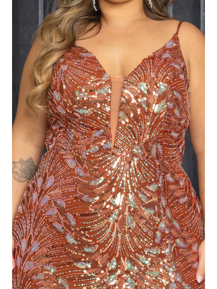 RICARICA INC. - Vendita all'ingrosso Vestito - Donna - Abito lungo plus size con paillettes multicolor7