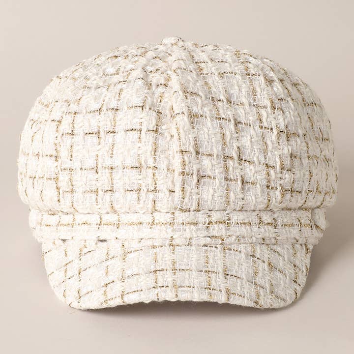 Fashion City - Wholesale News boy/school boy hat – Women's - Tweed Plaid Cadet Newsboy Cabbie Cap Hat7