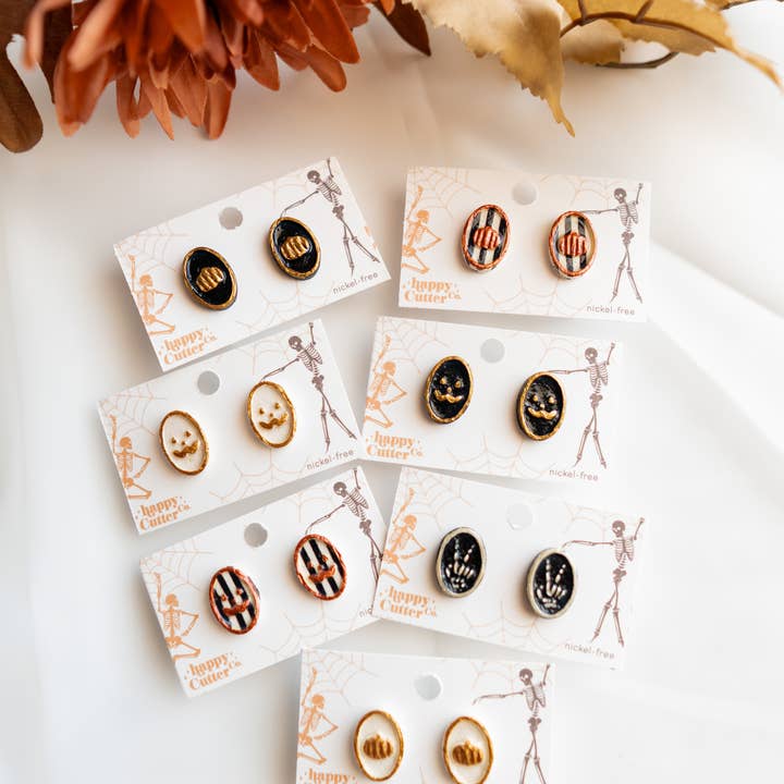Happy Cutter Co - Wholesale Stud/Post Earrings - Halloween Stud Earrings | Cute Oval Halloween Accessories9