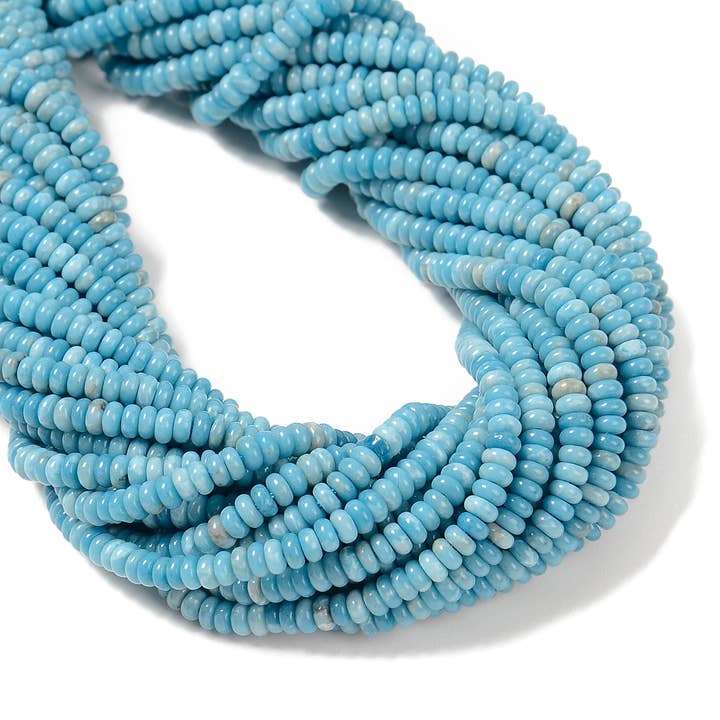 CRCBEADS - Wholesale Beads - Larimar Quartz Smooth Rondelle Beads Size 2x4mm 15.5'' Strand1