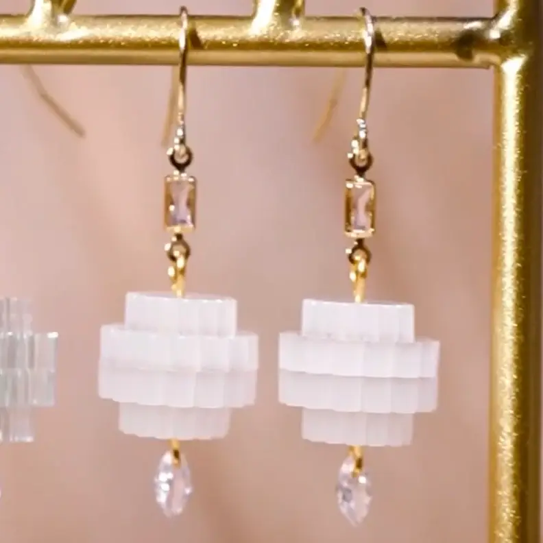 Lassoed Moon - Wholesale Dangle Earrings - Teeny Tiny Crystal Chandelearrings6