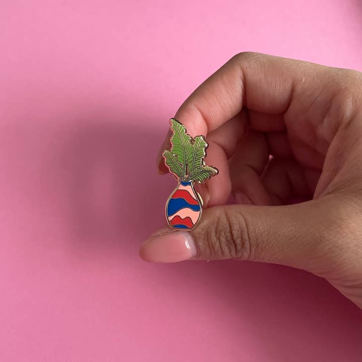 Roshni Desai & Things – wholesale Lapel pin/button – Potted Plant Pin Badge Plant Pin Enamel Pin Plant Enamel Pin2