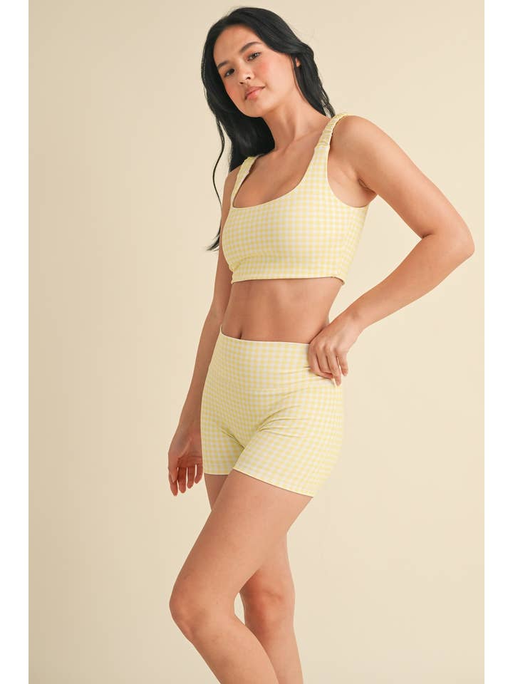 KIMBERLY C - Wholesale Sports Bra - Women's - Gingham Print Ruched Bra Top2