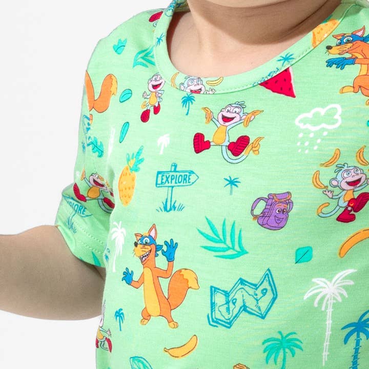 Bellabu Bear - Wholesale Sleepwear Set - Kids - Dora: Boots' Jungle Adventure Bamboo Kids Pajama Short Set