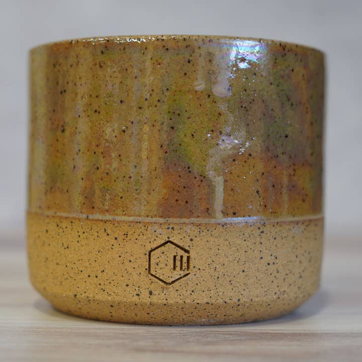 Handmade Ceramic Candle (Light Brown Clay) - Pearl Glaze for wholesale by Carbon Candle