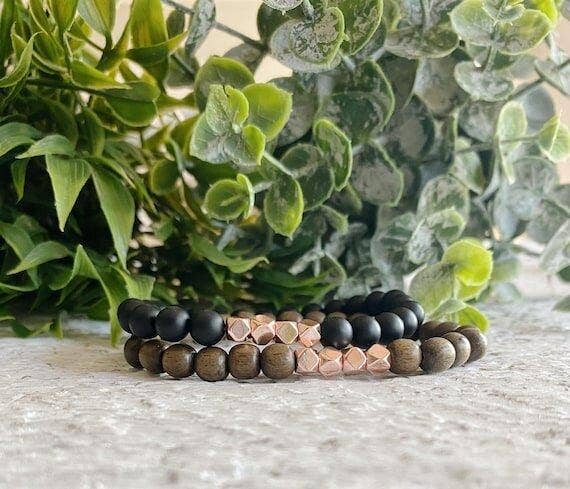 REMOVED BRAND – wholesale Pärlarmband – Minimalistisk Trä+Rose Gold pärlarmband - 6 MM7