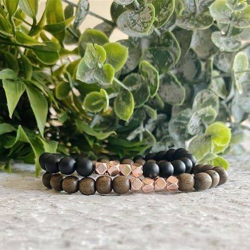 REMOVED BRAND – wholesale Pärlarmband – Minimalistisk Trä+Rose Gold pärlarmband - 6 MM7