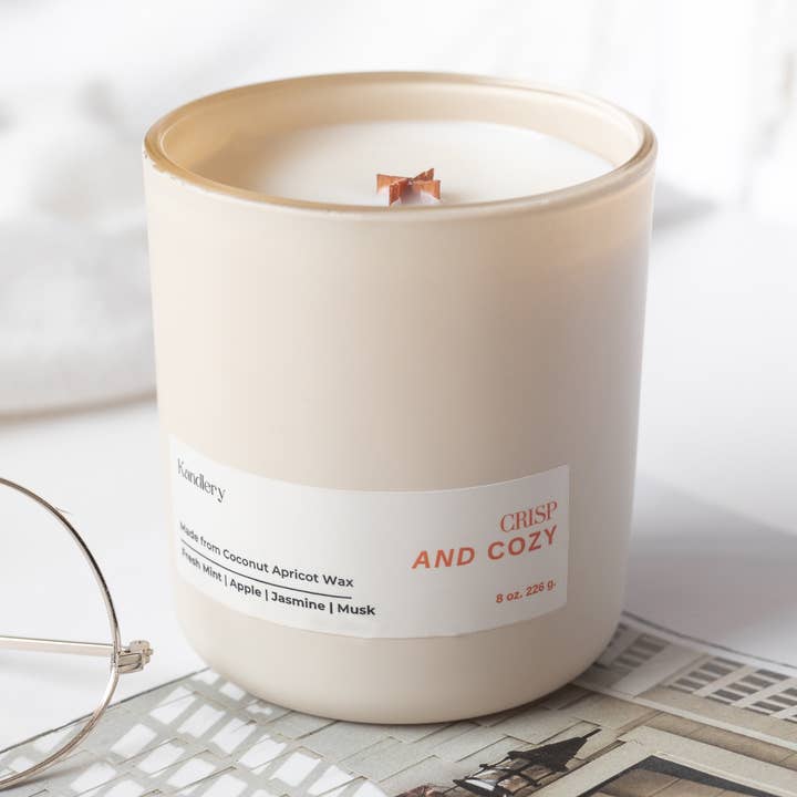Crisp and Cozy | Apple Peach | 8 oz Fall & Winter Candle for wholesale by Kandlery