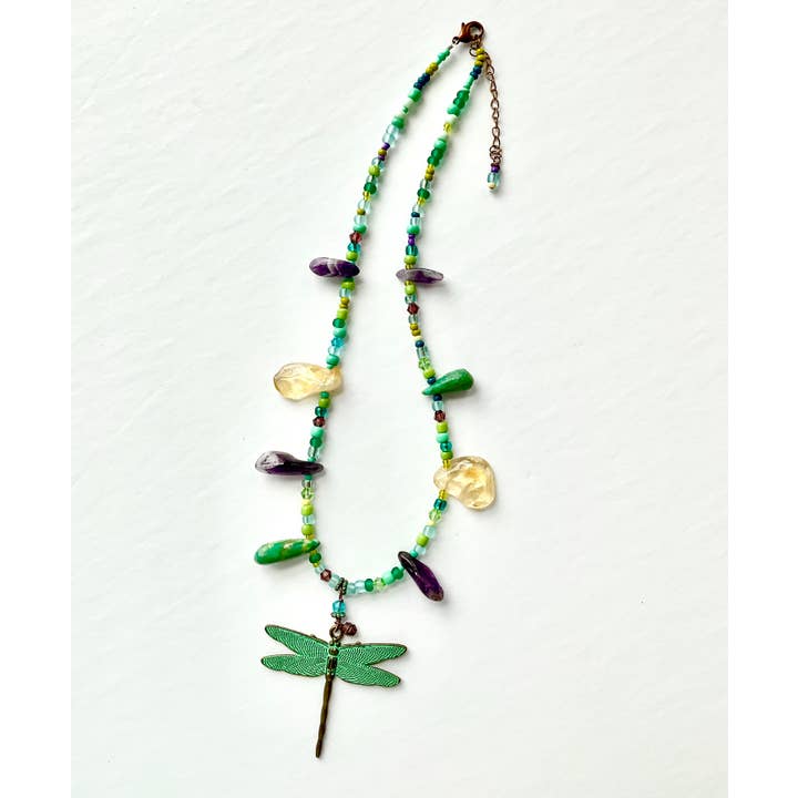 Colar Libelinha: turquesa, ametista, citrina, cristal por atacado de Spirit Shack