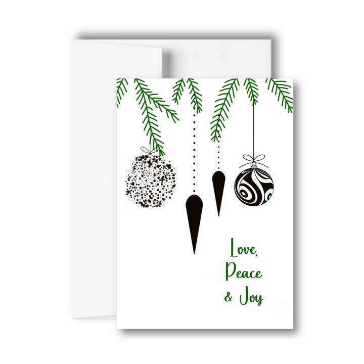 Love Peace & Joy Christmas Greeting Card for wholesale by Brandi Creations Design Studio