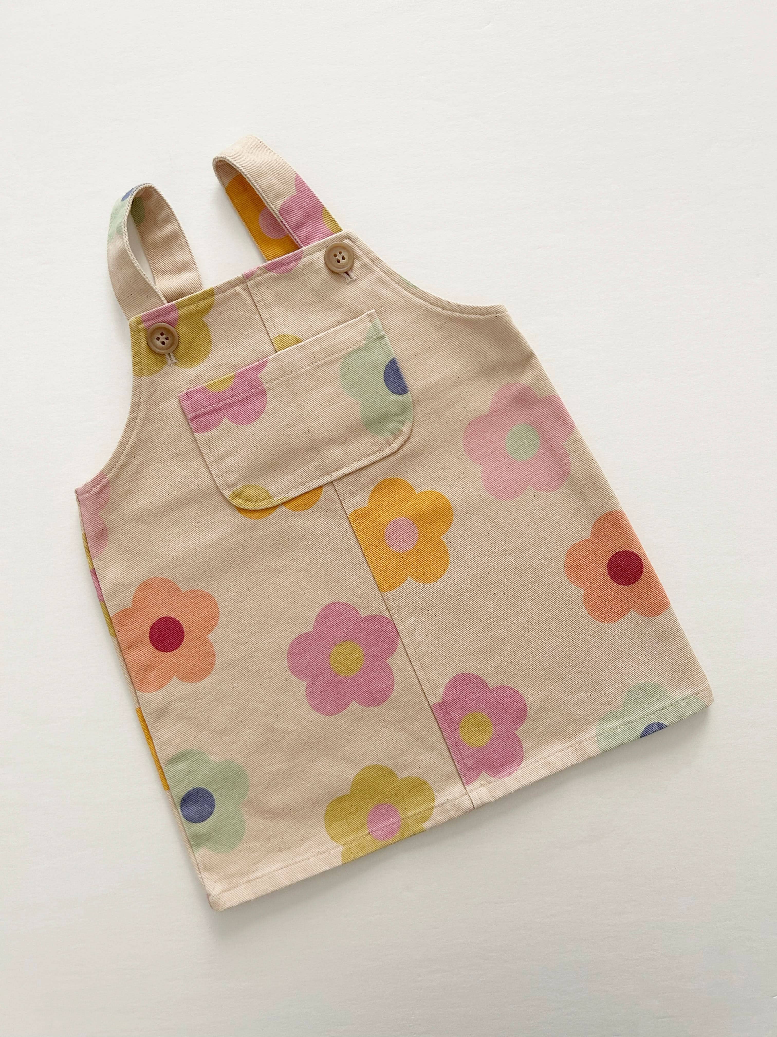 At Noon - Wholesale Overalls - Kids - [At Noon Original Design] Toddler Kangaroo Pocket Printed Denim Skirtall (6m-8y)- 2Colors9