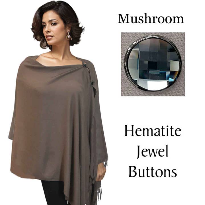 The Magic Scarf Company - Wholesale Poncho – Women's - 534 - Cashmere Feel Button Poncho/Shawls/Jeweled10