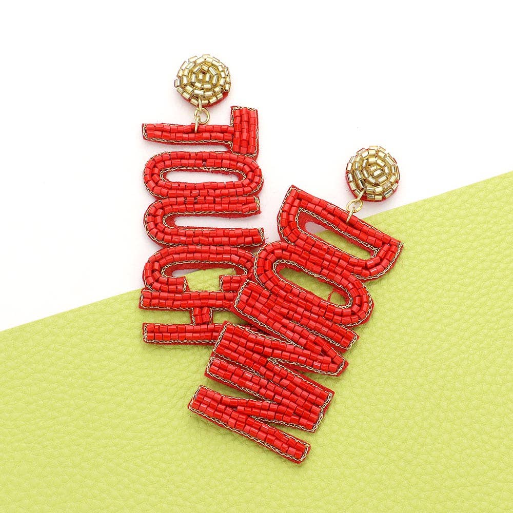 Sensibling Corp. - Wholesale Dangle Earrings - Game Day Felt Back Beaded Touch Down Message Dangle Earrings3